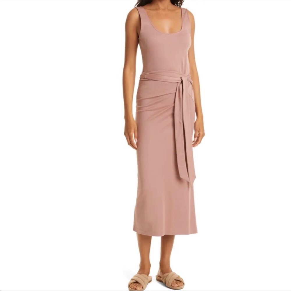 NWT Vince Rose / Blush Sleeveless Pima Cotton Midi Dress XL
